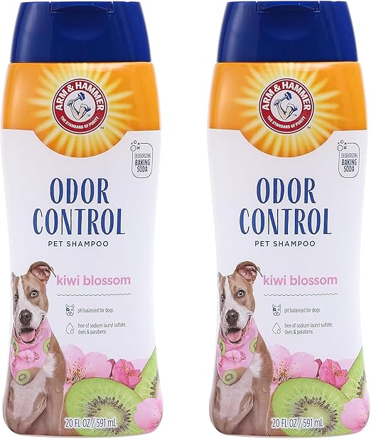 Arm & Hammer for Pets Super Deodorizing Shampoo for Dogs | Best Odor Eliminating Dog Shampoo | Great for All Dogs & Puppies, Fresh Kiwi Blossom Scent, 20 Fl Oz (Pack of 2)