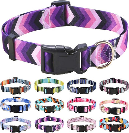 Dog Collar with Bohemia Floral Tribal Geometric Patterns - Soft Ethnic Style Collar Adjustable for Small Medium Large Dogs(Purple Arrow,M)