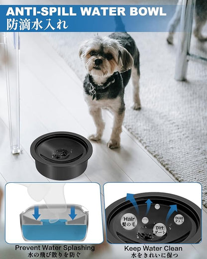 No Spill Water Bowl for Dogs, 30oz Slow Drinking Dog Slobber Stopper, Non Spilling Messy Splash or Drip