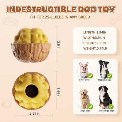 Dog Frozen Treats Toy, Cognitive Dogs Brain Stimulation Puzzle Toys for Aggressive Chewers, Interactive Dispensing Toy Enrichment Keep Them Busy No-Boredom, Tough Nylon&Coffe Wood Fillable Dog Feeder