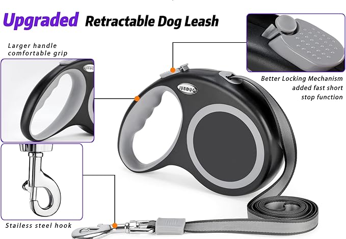 Retractable Dog Leash, 26 Feet Dog Leash for Small to Large Dogs up to 110lbs,Heavy Duty Design with Anti-Slip Handle, One-Handed Quick-Lock Braking System.
