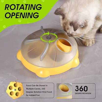 Interactive Cat Toy, Cat Slow Feeder with a 360-degree Rotating Design,Non-Slip Base Cats Puzzle Feeder Enrichment Toys for Indoor Cats