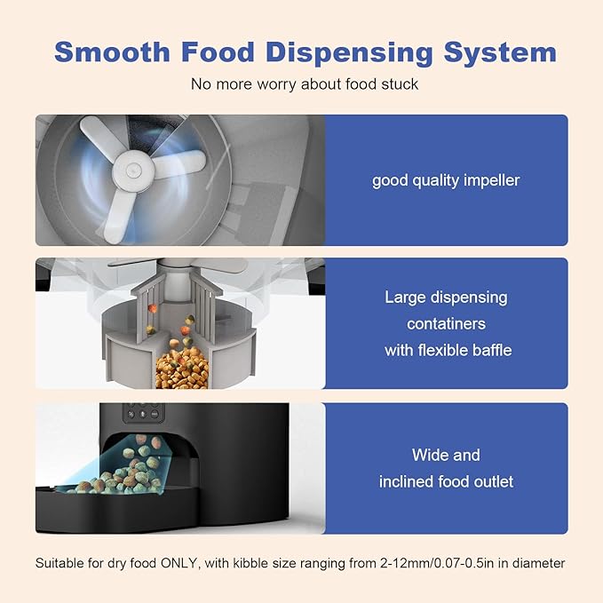 ANDOLL HOME Automatic Cat Feeder, Cat Food Dispenser with 10s Voice Recorder, Pet Feeder up to 8 Meals per Day, Timed Feeder with Dry Food Sealed Ring