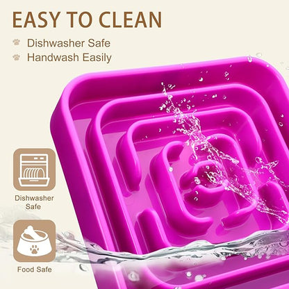 Slow Feeder Dog Bowls for Large Medium Dogs, Anti-Choking Slow Eating Maze Dog Food Bowl, Anti-Slip Slow Feeding Pet Puzzle Bowl,Purple