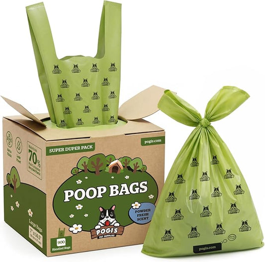 Pogi’s Dog Poop Bags with Handles – Extra-Thick, Leak-Proof, Large, Fresh Scent, 900-Count
