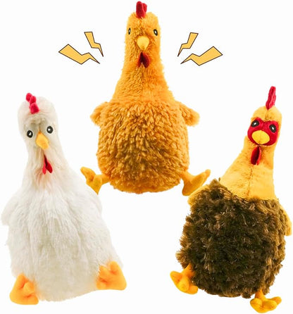 3 Pack Squeaky Stuffed Dog Toys – Fat Plush Chicken Chew Toy, Cute & Funny Interactive Puppy Toy for Small, Medium & Large Dogs