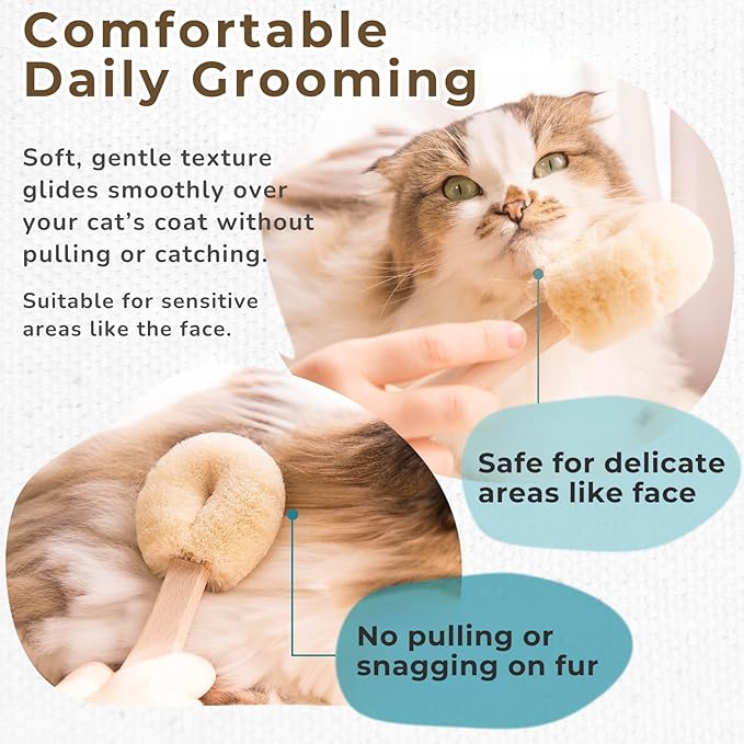 Gentle Cat Brush for Indoor Cats – Soft Daily Grooming & Massage Brush for Sensitive Cats & Kittens, Removes Loose Surface Fur (Not a Deshedding Tool), Natural Sisal, Made in Japan (Type-A)
