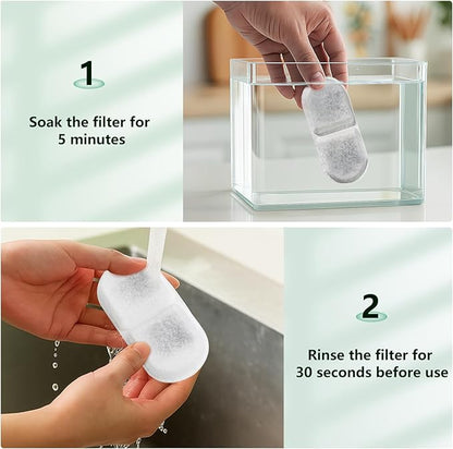 Cat Water Fountain Filter Replacement,12 Pcs(6 Carbon+ 6 Sponge) for Pets Automatic Water Dispenser for Dogs, Compatible with 2.2L/3L/3.2L/3.5L Stainless Steel Cat Fountains