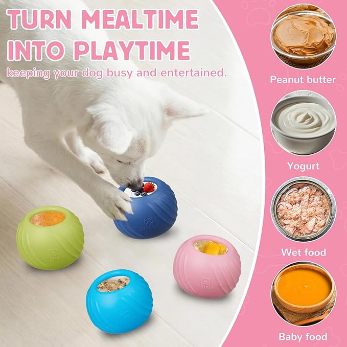 Long-Lasting Dog Lick Toy, Wobbly Dog Enrichment Lick Bowl to Keep Dogs Busy, Interactive Stuffable Dog Treat Feeder for Boredom, Silicone Treat Dispensing Chew Toy(Pink,L)