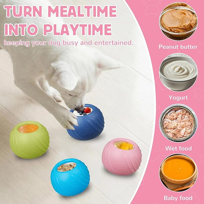 Long-Lasting Dog Lick Toy, Wobbly Dog Enrichment Lick Bowl to Keep Dogs Busy, Interactive Stuffable Dog Treat Feeder for Boredom, Silicone Treat Dispensing Chew Toy(Pink,L)