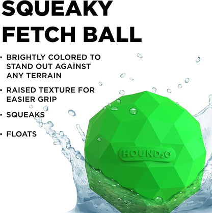 Playology Hound2O Dog Toys | Squeaky Fetch Ball for Dogs | Green Floating Outdoor Toy - Easy to Clean and Made from Non Toxic Materials