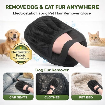 Pet Hair Removal Glove for Cats & Dogs, Upgraded Five-Finger Electrostatic Pet Hair Gloves, Reusable Magic Brush Pet Hair Remover Tool for Clothing, Laundry, Couch, Carpet & Car Seat