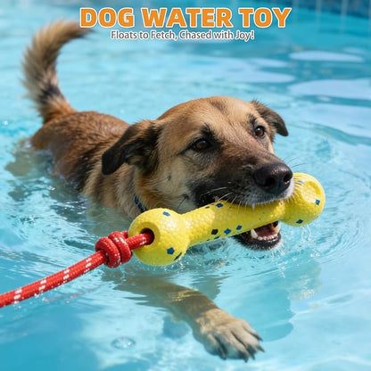 KOOLTAIL Floating Dog Pool Toys, Tough Interactive Water Fetch Bumpers with Durable Rope for Small Medium Large Dogs, 2 Pack Bright Dog Chew Toys Summer Outdoor Training Teething, Yellow&Blue