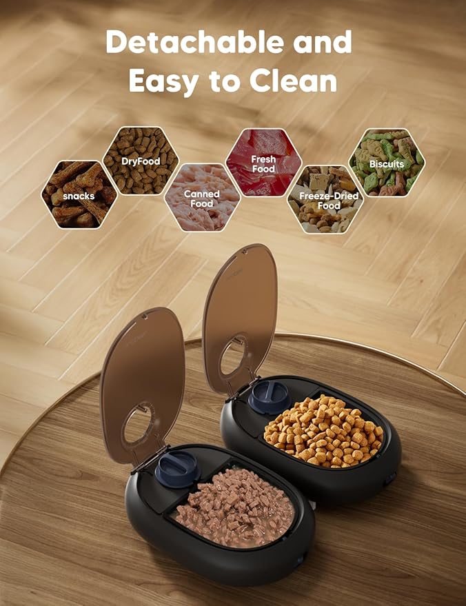 WOPET Automatic Cat Feeder– 48H Programmable Pet Food Dispenser with Ice Pack for Freshness, Yogurt & Canned Meals – Perfect for Cats, Kittens & Small Dogs