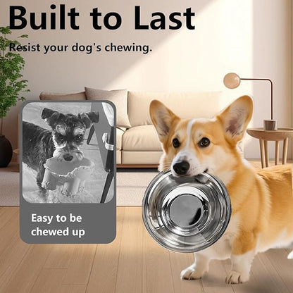 kathson 2 Pack Stainless Steel Dog Bowls, Dog Water and Food Bowl Set, Metal Puppy Bowls, Pet Dishes for Small Dogs and Cats