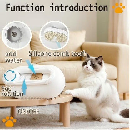 4 in 1 Cat steam brush, USB-Powered Pet for Dogs & Cats | Instant Fog Deshedding Tool, Reduces Shedding & Flyaway Hair | Gentle Grooming Brush for Dog & Cat Hair Loss Control (Beige)