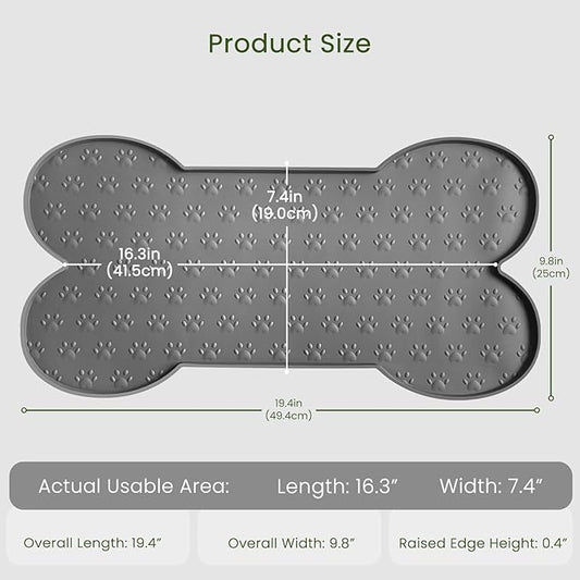 Dog Food Mat Anti-Slip Silicone Dog Bowl Mat Thicker Pet Placemat Waterproof Cat Feeder Pad with Raised Edge Puppy Kitten Feeding Mats Suitable Small Medium-Sized Dogs Cats Eating Tray