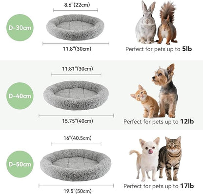 Round Cat Bed Washable Cat Donut Bed with Non-Slip Bottom Comfortable Soft Pet Bed for Indoor Cats/Gray （Diameter: 15.75"）