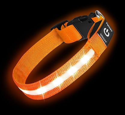 Super Bright LED Dog Collar - Fully Waterproof & Adjustable Glow Collar - USB-C Rechargeable for Night Walking, Safety - Flashing Lighted Collar for Dogs(Orange,M)