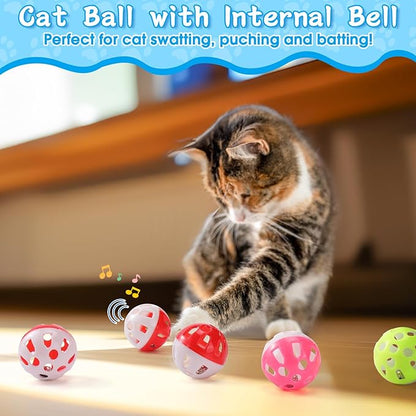 Mity rain Cat Ball Pit with Balls Included, Interactive Cat Toy for Indoor Cats, Blue