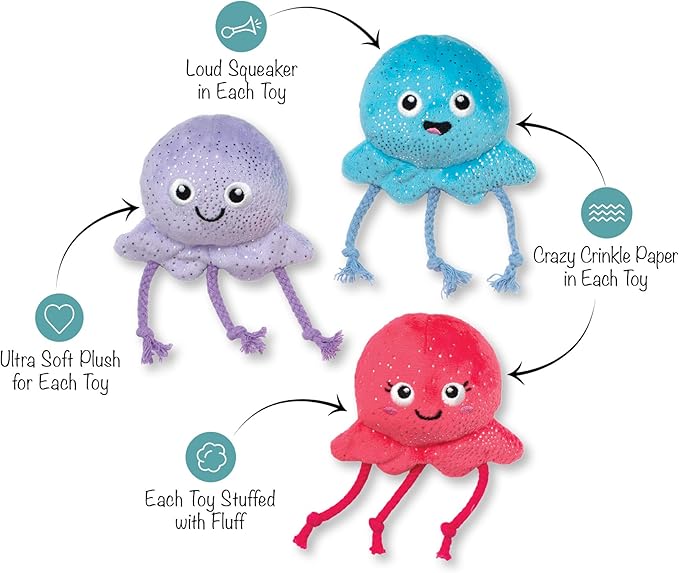 Fringe Studio Too TENTA-Cool Small Plush Dog Toy 3PCS Set, PetShop Collection (662127)
