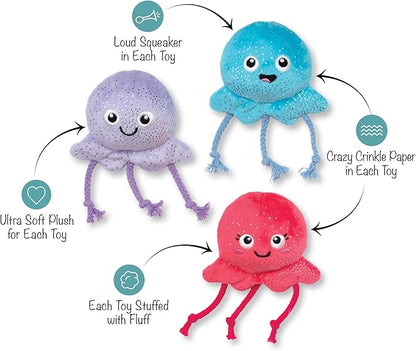 Fringe Studio Too TENTA-Cool Small Plush Dog Toy 3PCS Set, PetShop Collection (662127)