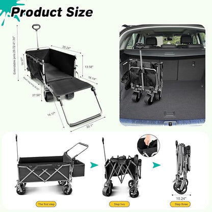 Dog Stroller for Large & Medium Dogs (20–200 lbs), All Terrain Foldable Large Pet Stroller with Tailgate, Cup Holder, Storage Baskets - Heavy Duty Adjustable Handle Extra Large Dog Wagon Cart