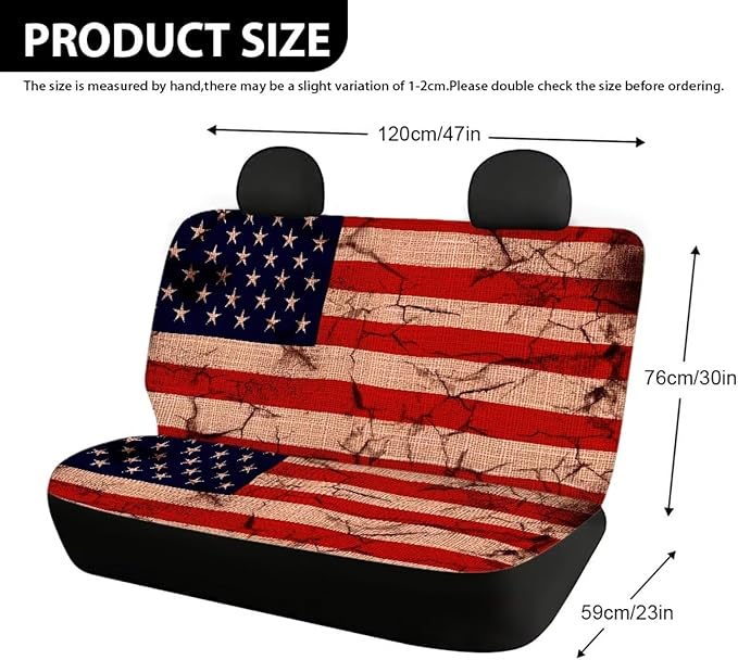 AFPANQZ Amrtica Flag Car Rear Bench Protective Car Seat Cover Back Seat Only for Car Truck SUVs Polyester Fabric Car Backseat Cover with Universal Fit Full Wrap Dust-Proof Cream