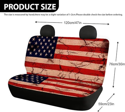 AFPANQZ Amrtica Flag Car Rear Bench Protective Car Seat Cover Back Seat Only for Car Truck SUVs Polyester Fabric Car Backseat Cover with Universal Fit Full Wrap Dust-Proof Cream