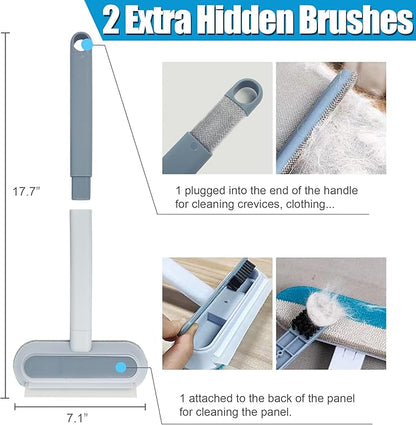 Magic Pet Hair Remover for Dog Cat Owner 2 Pieces, TikTok 4 in 1 Multifunctional Pet Hair Removal Tool for Couch Furniture Carpet Clothing, Reusable Washable Broom Brush for Window Tile Lint Cleaning