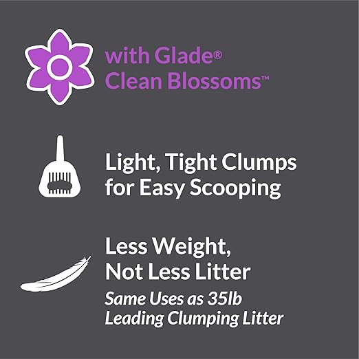 Purina Tidy Cats Light Weight, Low Dust, Clumping Cat Litter, LightWeight Glade Clean Blossoms Multi Cat Litter - 6 lb. Jug