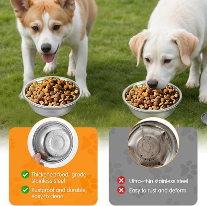 16 Pcs Stainless Steel Dog Bowls Bulk, Stainless Steel Cat Bowls, Metal Dog Food and Water Container, Replacement Basic Dogs Bowl Water Bowl Set for Small Medium Large Dogs, Dishwasher Safe