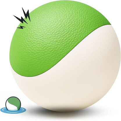 Squeaky Dog Toy – Durable Rubber Dog Ball for Medium & Large Dogs, Tough Interactive Fetch Toy for Chewers, Outdoor Training & Play Ball, Floating Water Play Gift.Green White
