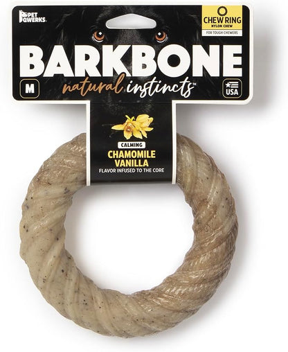 Barkbone Chew Ring, Chamomile Vanilla Flavored Nylon Chew Bone Dog Toy, 5.75"