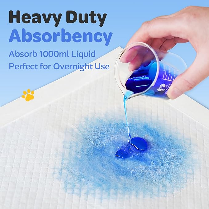 Disposable Pee Pads for Dogs, Puppies & Adults, 30” x 36” (50 Count), Super Absorbent Extra-Large Potty Pads with Adhesive Strips, Quick-Dry Indoor Protection for Pets