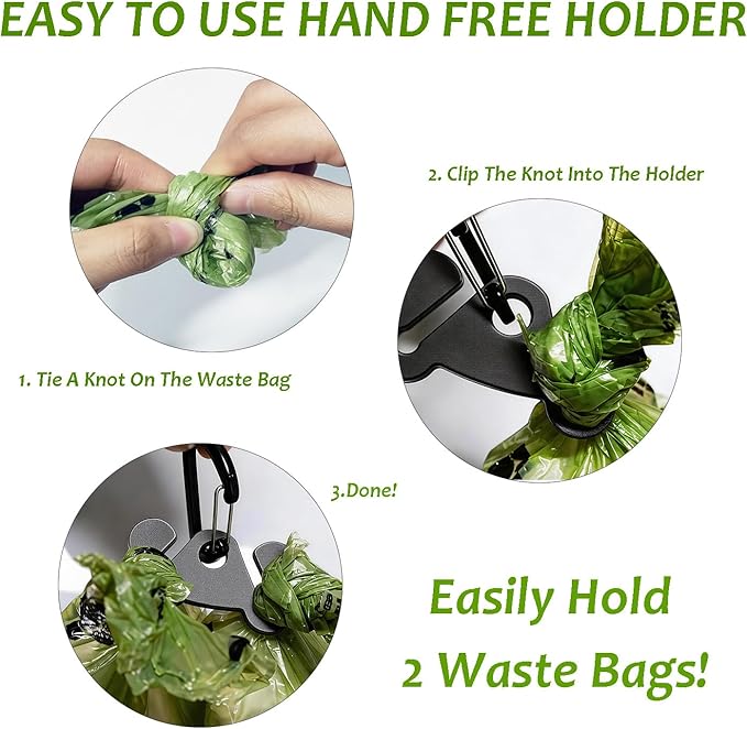 Dog Poop Bag Holder Dogs Waste Bag Carrier Pet Poop Bags Holders for Doggie Waste Bags Dispensers, Clip Carrier for Leash Small Doggy Puppy Hand Free Walking Accessory Attachment, Black