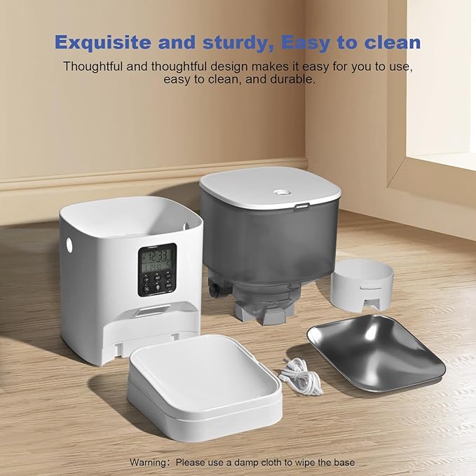 Automatic Cat Feeder, 4L Cat Food Dispenser with 10s Voice Recorder, Pet Feeder up to 8 Meals per Day, Timed Dog Feeder with Dry Food Sealed Ring