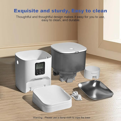 Automatic Cat Feeder, 4L Cat Food Dispenser with 10s Voice Recorder, Pet Feeder up to 8 Meals per Day, Timed Dog Feeder with Dry Food Sealed Ring