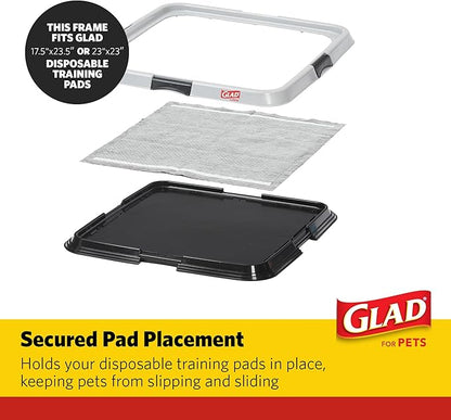 Glad for Pets Puppy Potty Training Pad Holder for Disposable Pads - Puppy Potty Tray, Dog Potty Training Tools for Indoor Pee Pad Station, Potty for Dogs - Fits 23" x 23" or 17.5" x 23.5" Pads