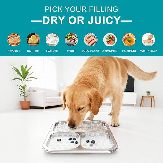 Stainless Steel Lick Mat for Dogs and Cats, Chew Proof Slow Feeder with Suction Cups and Crate Mount, Three Textured Zones for Calm Feeding and Daily Use [2Pack]