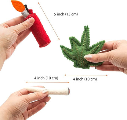 Glaciart One Catnip Joint, Leaf and Lighter Cat Toy Set | Cat Crack for Funny Kittens, Stimulating Toys for Boredom, Exercise & Play | Filled w/Organic Catnip to Excite/Calm Kitty | Organic Idea