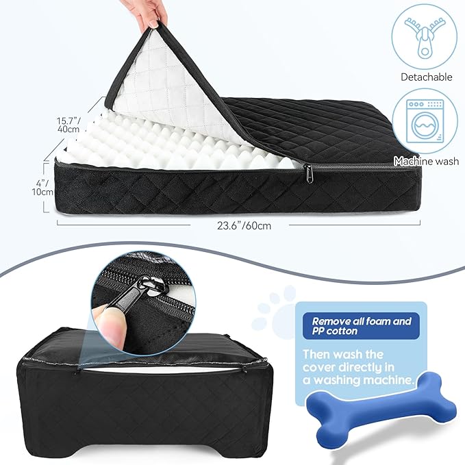 GL GLENSLAVE Dog Car Seat for Medium/Large Dogs,Pet Booster Car Seats for Under 50lbs or 2 Small Dogs, Detachable and Washable Pet Bed,Multi-Functional Travel Dog Bed(Black)