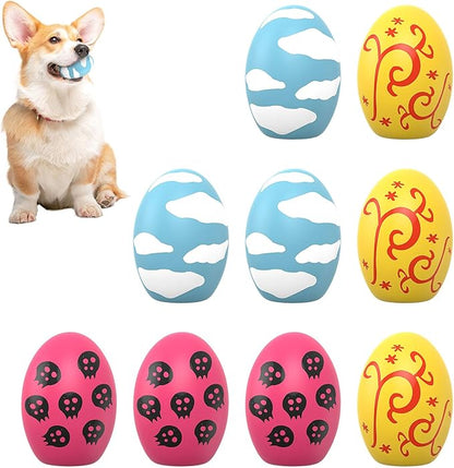 Squeaky Dog Toys, Soft Chewing Dog Balls, 9 Pcs Interactive Squeak Fetch Playing Pet Toy, Durable Bouncing Toys to Keep Them Busy, 2.6" Egg Ball for Puppies Small Breeds