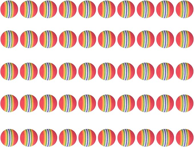 Gegong 50 Pieces Cat Toy Balls, EVA Sponge Pet Toy Balls, 3.5cm Interactive Ball for Cat Kittens and Puppies Quiet Play Light Ball (Rainbow Color)