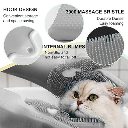 Dog Washing Gloves for Shedding & Bathing - 5-Finger Deshedding & Massage Gloves for Dogs & Cats, Reusable Heat-Resistant Silicone Brush Gloves, Gentle Hair Removal & Bathing Aid (Pair) (Blue)