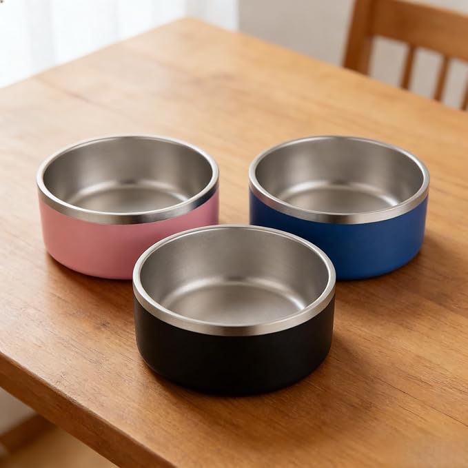 42oz Stainless Steel Dog Bowl with Non-Slip Base - Heavy Duty, Dishwasher Safe Food & Water Bowl for Medium & Large Dogs, Durable Pet Dish (Black)
