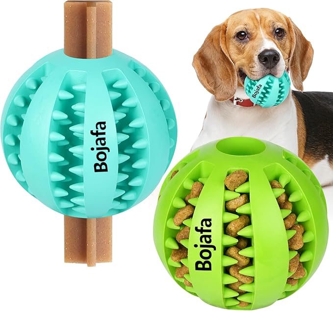 Treat-Dispensing Dog Toys: Durable Rubber Puppy Toys for Boredom - Dog Treat Balls for Small & Medium Breed Indoor Play (2pack)