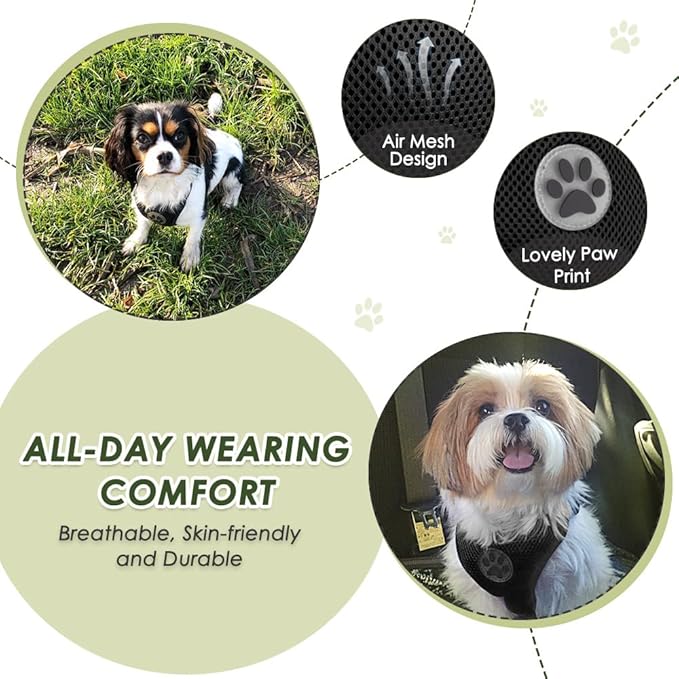 Lukovee Dog Seat Belt for Car, Adjustable Dog Car Harness for Large Medium Small Dogs, Soft Padded & Breathable Mesh Dog Seatbelt with Car Strap and Carabiner (Black,S)