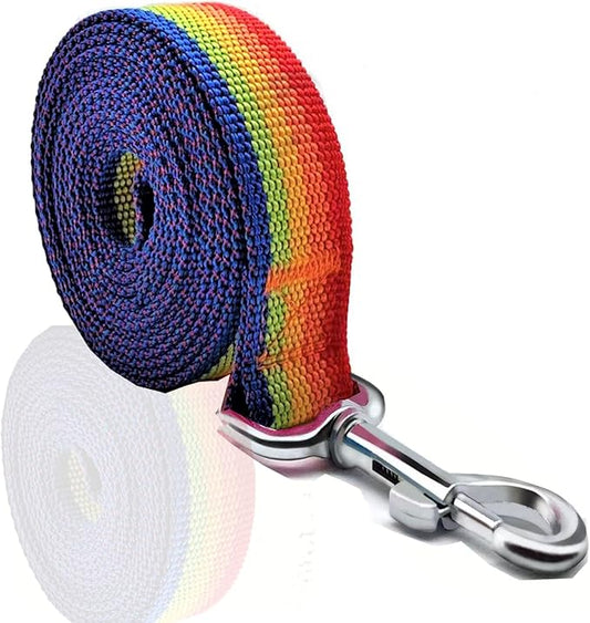 Nylon Dog Leash 16 Feet Long, Walking Training Dog Leashes for Medium Large Dogs(1" X 16 ft,Rainbow)