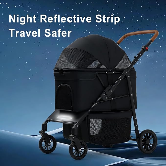 Medium Pet Stroller for Small & Medium Dogs, Double Dog Stroller for 2 Dogs, 44 Lbs Capacity Lightweight Integrated Design, Easy Setup Durable Pet Cart with Safe & Comfort Travel